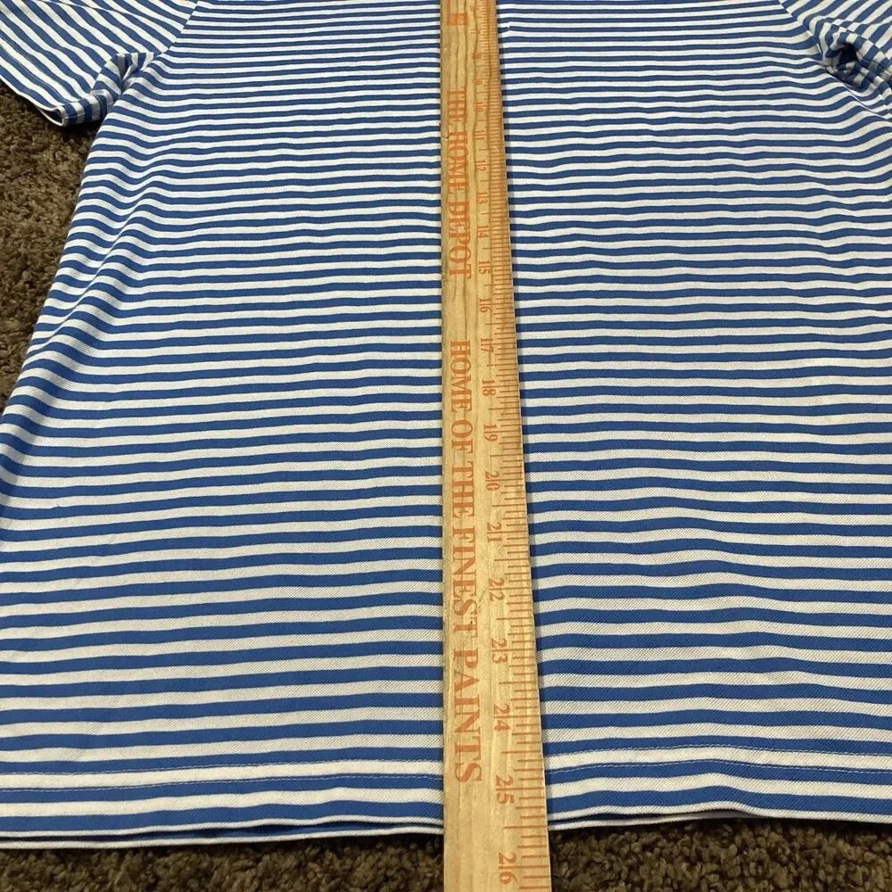 Ralph Lauren Polo Shirt Mens S Blue White Striped Pro Fit Short Sleeve Cotton